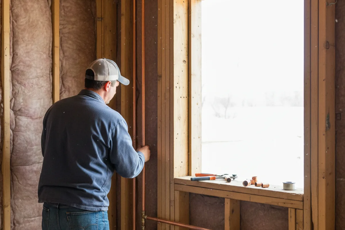 Licensed plumber running new copper supply lines in a Orrville home